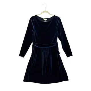 Photo of Boden Lois Velvet Dress Women's Sz 8L Navy Long Sleeve Knee Length Glam Evening