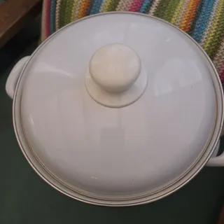 Photo of VTG Corelle Sunsations Sunflower 7 Quart White Enamel Covered Stockpot Steamer