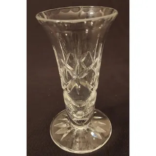 Photo of Vintage Thomas Webb England Fine Cut Crystal Bud Vase 4.75" Acid Etched Signed