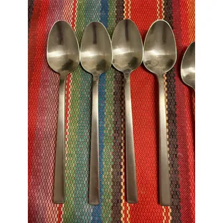 Photo of Set of 8 Stainless Steel Spoons 4 Large 4 Small Square Handles China J