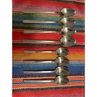 Photo of Set of 8 Stainless Steel Spoons 4 Large 4 Small Square Handles China J