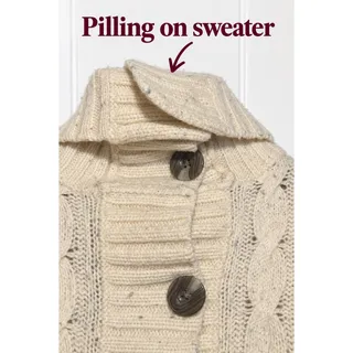 Photo of Eddie Bauer Merino Wool Cable Knit Sweater Vest Womens S Cream Button Front
