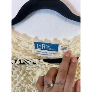 Photo of VTG Cream Crochet Knit Women's Sweater fairycore y2k Cottagecore 3d rosettes S