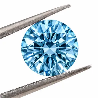 Photo of 1ct Sea Blue Moissanite Round 6.5mm VVS1 Loose Gemstone GRA Card & Case Certified
