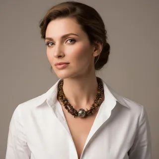 Photo of Vintage Tiger Eye Chip Necklace-Multi Strand-Silver Tone Bead-Boho-Statement