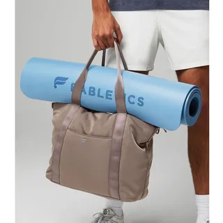 Photo of NWT Fabletics Everyday Tote Bag Brown Nylon Zip Top Gym Travel Commuter Sporty