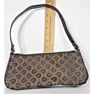 Photo of Vintage Style Dark Brown Jacquard Monogram Baguette Shoulder Bag Y2K Minimalist