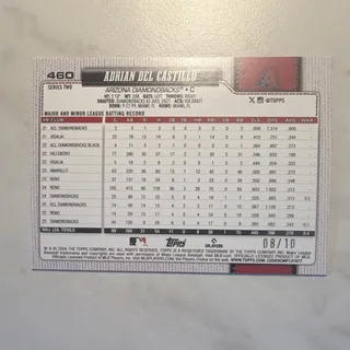 Photo of Topps 2026 Adrian Del Castillo #460 Arizona Diamondbacks Serial Numbered 08/10