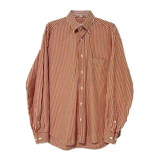 Photo of Brioni Shirt Mens IV / L Brown Striped Long Sleeve Button Down Cotton Made Italy