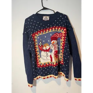 Photo of Vtg Tiara International Snowman Christmas Sweater size L y2k