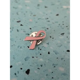 Photo of Pink Silver Ribbon Enamel Brooch Pin