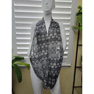 Photo of Black Geometric Pattern Y2K 90s Infinity Scarf OSFM