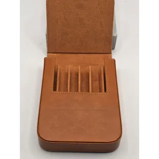 Photo of 6-Slot Fountain Pen Case Brown Faux Leather Magnetic Closure
