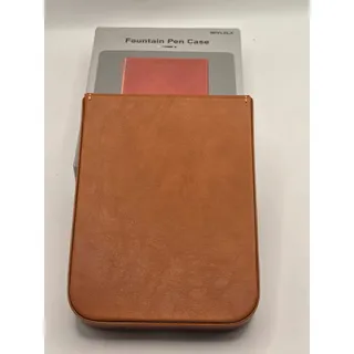 Photo of 6-Slot Fountain Pen Case Brown Faux Leather Magnetic Closure