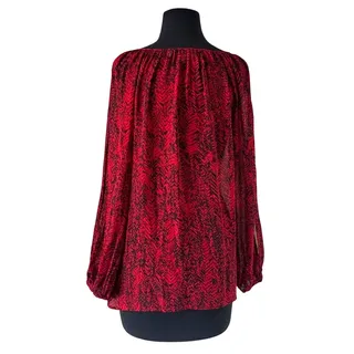 Photo of Michael Kors Red Geometric Long Sleeve Shirt - Medium