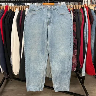 Photo of Vintage 90s Anchor Blue Baggy Denim Jeans With Perfect Wear And Distressing 