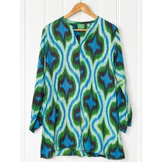 Photo of Jules Reid Dress Womens 8 Blue Green Abstract Print Shift Tunic 3/4 Sleeve