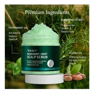 Photo of VOERUY Rosemary Mint Scalp Scrub Shampoo w/ Oils Vegan 10.6oz/300g