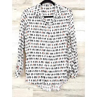 Photo of Jane And Delancey Womens M Black White Parrot Oversized Button Up Shirt