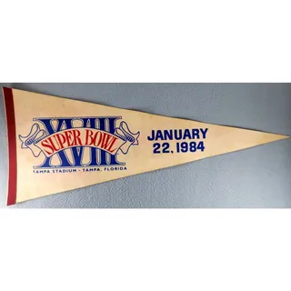 Photo of Vintage Super Bowl XVIII 1984 Tampa Florida NFL Football Pennant Raiders Redskins
