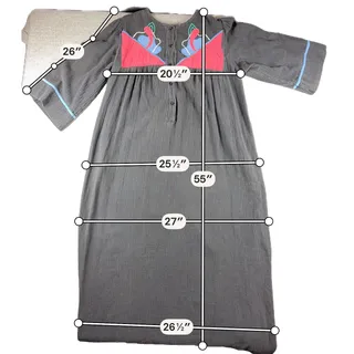 Photo of Vintage 80s Appel Caftan Maxi Dress Womens S Gray Applique Union Made USA