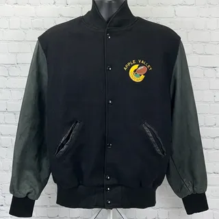 Photo of Vintage Holloway Apple Valley Football Varsity Jacket L Large Wool Leather USA