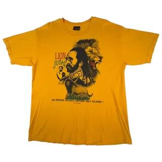 Photo of Vintage Cooyah Haile Selassie Lion of Judah T-Shirt XL Yellow Rasta USA