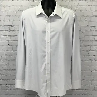 Photo of Mizzen+Main Leeward Dress Shirt M Medium Trim Fit White Blue Check Performance