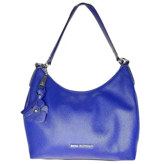 Photo of Dana Buchman Loretta Hobo Handbag & Flower Purse Charm Blue Pebbled Faux Leather