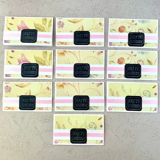 Photo of You're Invited - Floral Wallpaper - Set of 10 Cards - 3x5  - Pink and Yellow