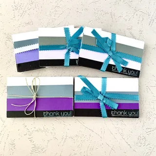 Photo of 50 Thank You Cards - Grey Purple Black Stripe Embossed - Thank You - 3x5 cards