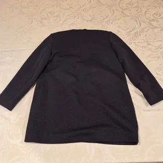 Photo of Womens Chicos Black Textured Open-Front Long Blazer Jacket 12