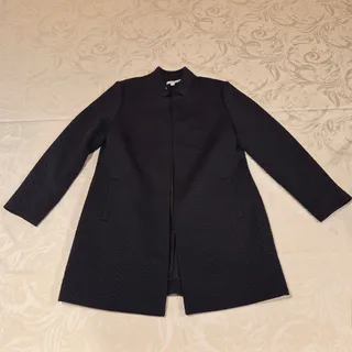 Photo of Womens Chicos Black Textured Open-Front Long Blazer Jacket 12