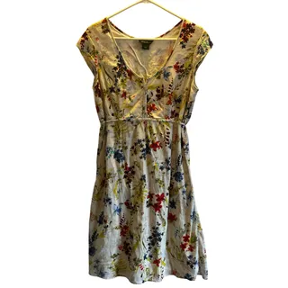 Photo of Eddie Bauer floral short sleeve lined v-neck dress size 14 