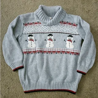 Photo of Gymboree Snowman Fair Isle Shawl Collar Sweater | Boys 3T | 100% Cotton Holiday