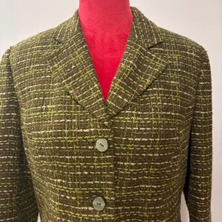 Photo of Vintage olive greencream woven blazer
