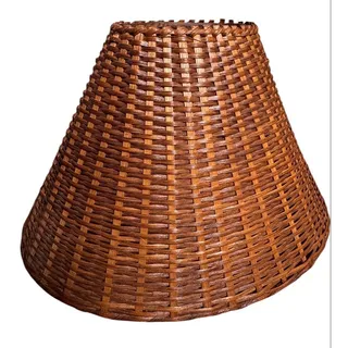 Photo of Vintage Large Woven Rattan Wicker Bell Lampshade – Brown Satin Lining 
