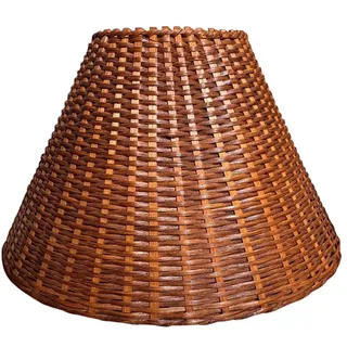 Photo of Vintage Large Woven Rattan Wicker Bell Lampshade – Brown Satin Lining 
