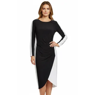 Photo of Lauren by Ralph Lauren Womens Size 12 Black White Colorblock Ruched Midi Dress