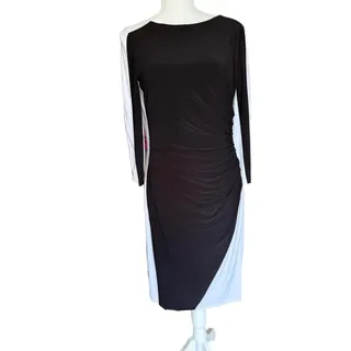 Photo of Lauren by Ralph Lauren Womens Size 12 Black White Colorblock Ruched Midi Dress