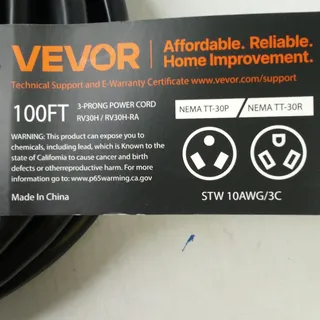 Photo of VEVOR 100 ft RV Extension Cord 30 Amp Heavy Duty STW 10/3 NEMA TT-30P TT-30R