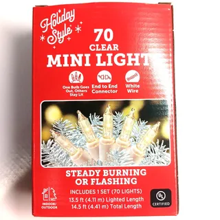 Photo of Holiday Style 70 Count Clear Mini Lights White Wire Indoor/Outdoor Xmas Tree