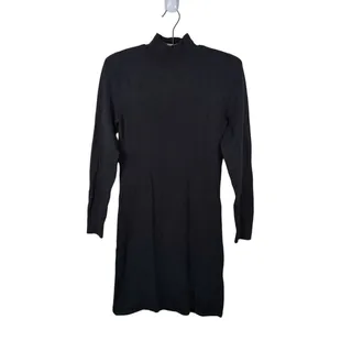 Photo of Abercrombie Mock Neck Ribbed Mini Sweater Dress Size Small Tall Black Fall Cozy