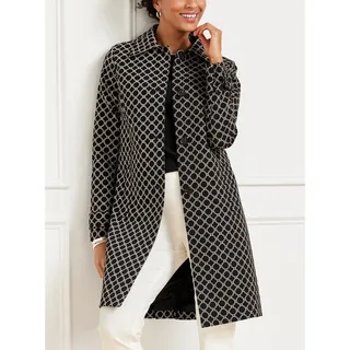 Photo of NWT Talbots Jacquard Geo Print Mac Trench Coat Womens L Black White Work Career