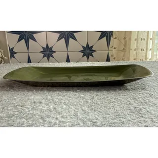 Photo of Vintage Cathrineholm Norway Green Strek Enamel Tray 11x5 Mid Century Modern