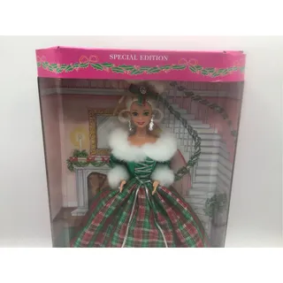 Photo of 1994 Winters Eve Barbie Special Edition Holiday Plaid Gown Vintage 13615 NIB