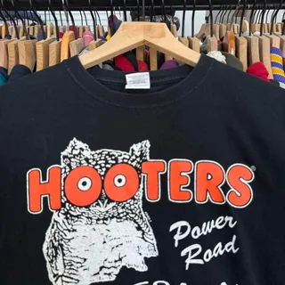 Photo of Vintage Y2K Hooters Promo Restaurant Tee Black