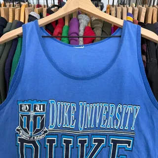 Photo of Vintage 90s Duke University Single Stitch Tank Top Blue With Super Cool Graphic