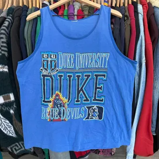 Photo of Vintage 90s Duke University Single Stitch Tank Top Blue With Super Cool Graphic