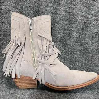 Photo of Free People Suede Fringe Western Booties Cowboy Short Boots Grey Size 7